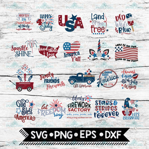 Patriotic SVG Bundle - 20 4th of July SVG Cut Files - Clip Art - Printable Art Print - Cutting Files