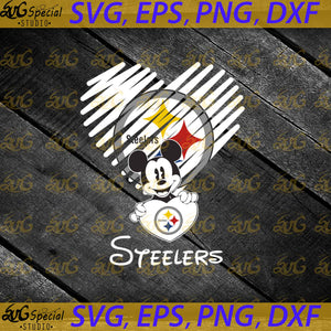 Pittsburgh Steelers Mickey Mouse Hug Heart San Svg, NFL Svg, Cricut File, Clipart, Football Svg, Heart Svg, Love Svg, Sport Svg, Football Mom Svg