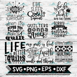 Quilters SVG Bundle, Quilting svg, cut file, Sewing PNG, cricut files, silhouette files