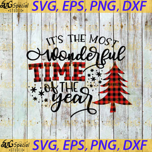 It's The Most Wonderful Time of the Year Svg, Cricut File, Clipart, Christmas Svg, Christmas Tree Svg, Buffalo Plaid Svg, Png, Eps, Dxf