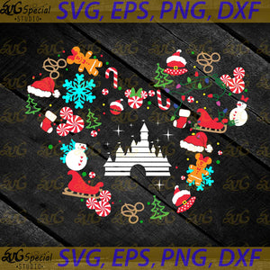 Merry Christmas Svg, Christmas Svg, Mickey Gift, Mickey Christmas Svg, Castle Svg, Candy Svg, Hat Santa Svg, Cake Svg, Png, Eps, Dxf