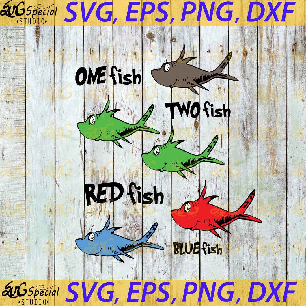 Fish svg, One fish, Two fish, Red fish, Blue fish, Dr. Seuss Svg, Happy Birthday Dr. Seuss Svg, Cricut File, Clipart, Readbook Svg, Cat In The Hat Svg, Green Eggs Svg, Png, Eps, Dxf