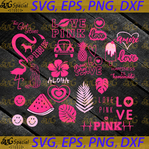 Love Pink Svg, Bundle, Cuties Svg, Cricut, Silhouette, Clipart, Tiger Pink, Cartoon Svg, Flower Svg, Quotes Svg 4