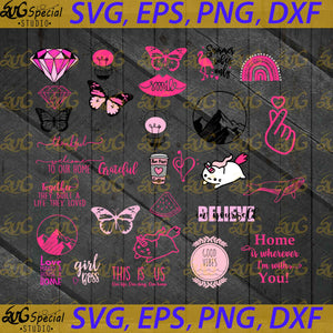 Love Pink Svg, Bundle, Cuties Svg, Cricut, Silhouette, Clipart, Tiger Pink, Cartoon Svg, Flower Svg, Quotes Svg 3