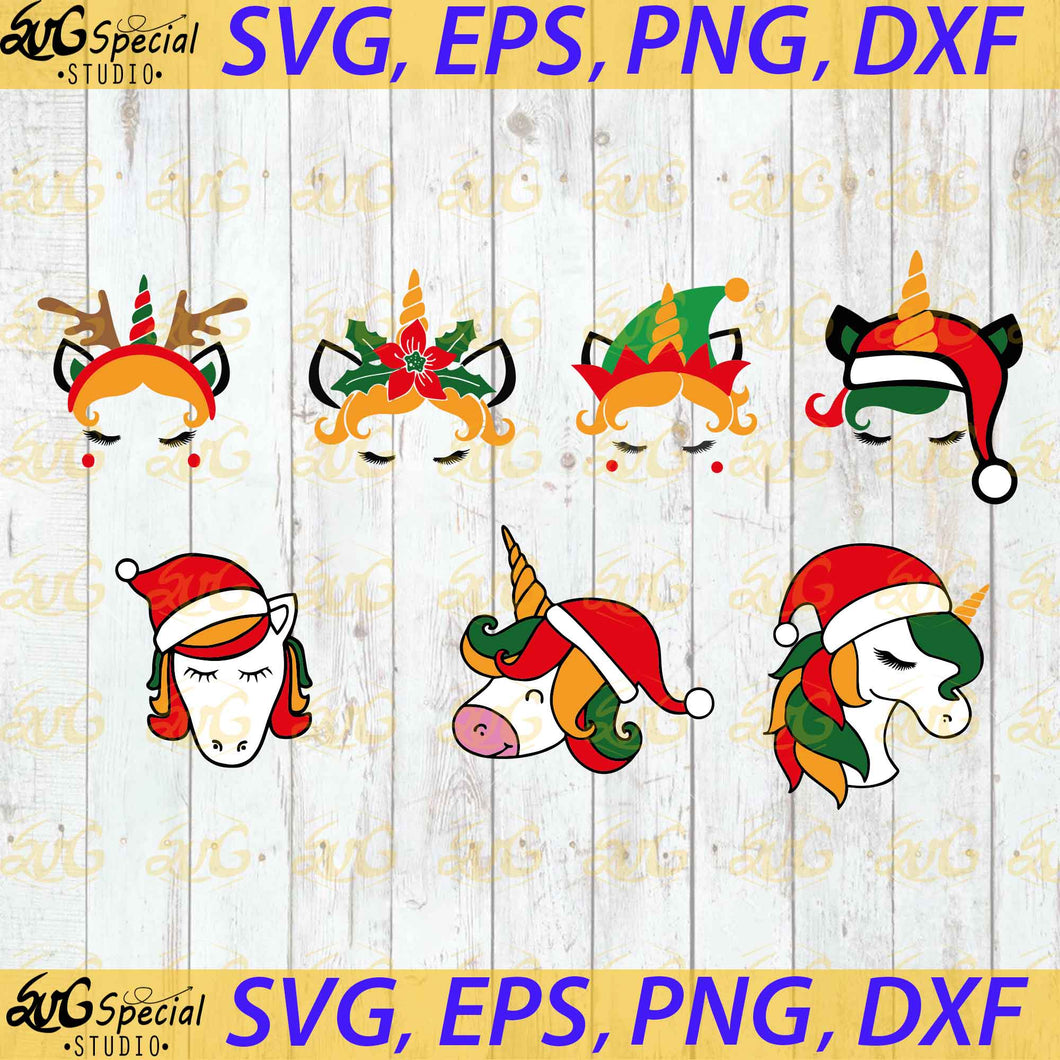 Christmas Svg, Unicorn Svg, Merry Christmas Svg, Candy Svg, Santa Svg, Deer Svg, Clipart, Bundle, Cricut File