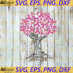 Tree Svg, Cut File For Silhouette, Cricut, Cancer Svg, Ribbon Svg,