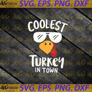 Coolest Turkey in Town Svg, Boys Thanksgiving Svg, Boy Turkey Face Svg, Cricut File, Turkey Svg, Clipart, Svg, Png, Eps, Dxf