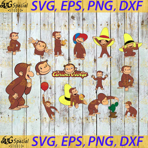 Curious George Svg, Disney Svg, Monkey Svg, Cricut File, Clipart, Funny Monkey Svg, Bundle, George Svg, Png, Eps, Dxf