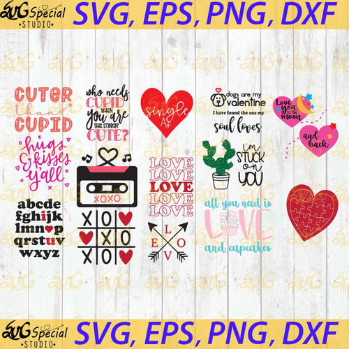 16 Free SVG Files for Valentine's Day, Happy Valentine's day svg, Love, Heart, Cricut File, Clip Art, Valentine's Svg, Valentine's Day Svg, Png, Eps, Dxf