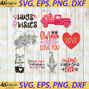 Love, Hugs, Kisses, Always love you, Valentine's day svg, Happy Valentine's day, clipart, cricut file, bundle, svg, png, dxf, eps