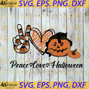 Peace Love Halloween, Pumpkin Svg, Halloween Svg, Cricut, Clipart, Funny Halloween Svg