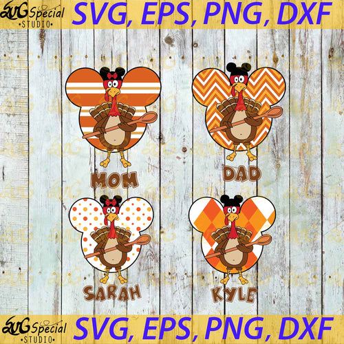 Disney Thanksgiving Family Svg, Disney Family Fall Svg, Disney Turkey Svg, Bundle, Cricut File, Clipart, Fall Svg, Thanksgiving Svg, Png, Eps, Dxf