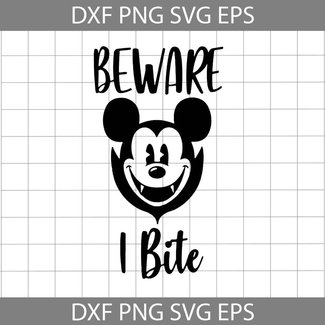 Beware I Bite Svg, Vampire Mickey Svg, Halloween Svg, Halloween Gift svg, Funny, Cuties, Horror SVg, Cricut File, Clipart, Svg, Png, Eps, Dxf