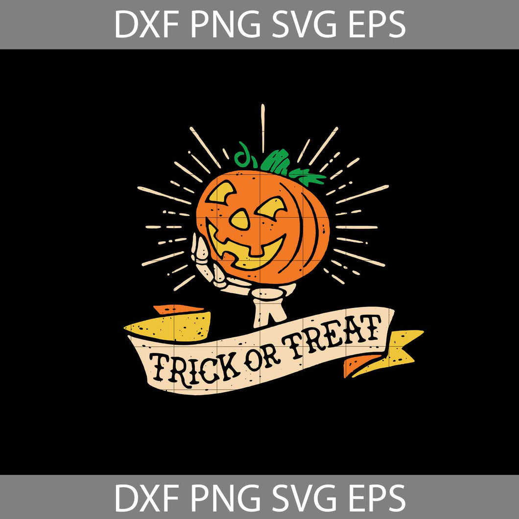 Trick or Treat Pumpkin with Skeleton Hands Svg, Halloween Svg, Halloween Gift svg, Funny, Cuties, Horror SVg, Cricut File, Clipart, Svg, Png, Eps, Dxf