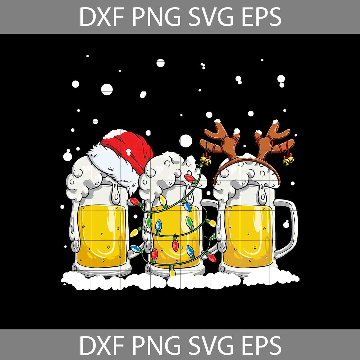 Beer Christmas Mug Santa Reinbeer Xmas Lights Svg, Beer Svg, Christmas ...