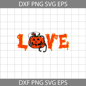 Love Nurse Stethoscope Pumpkin Svg, halloween Svg, Cricut File, Clipart, Svg, Png, Eps, Dxf