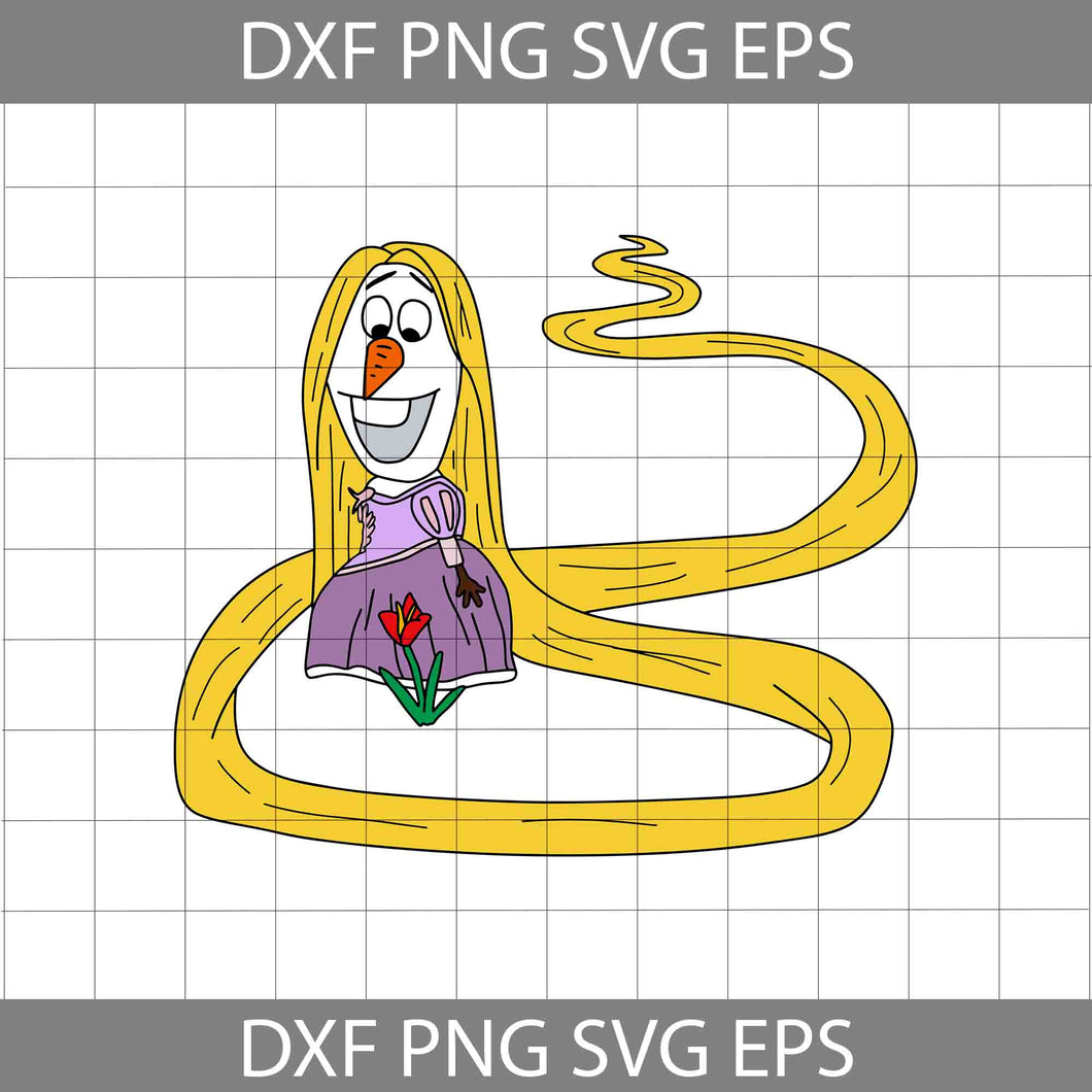 Rapunzel Olaf Svg, Princess Costume SVg, Cartoon Svg,  Cricut File, Clipart, Svg, Png, Eps, Dxf