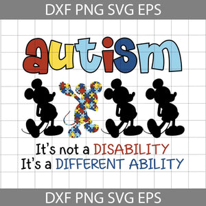 Autism Is A Different Ability Svg, Autism Mickey Mouse svg, Autism svg, Awareness svg, cricut file, clipart, svg, png, eps, dxf