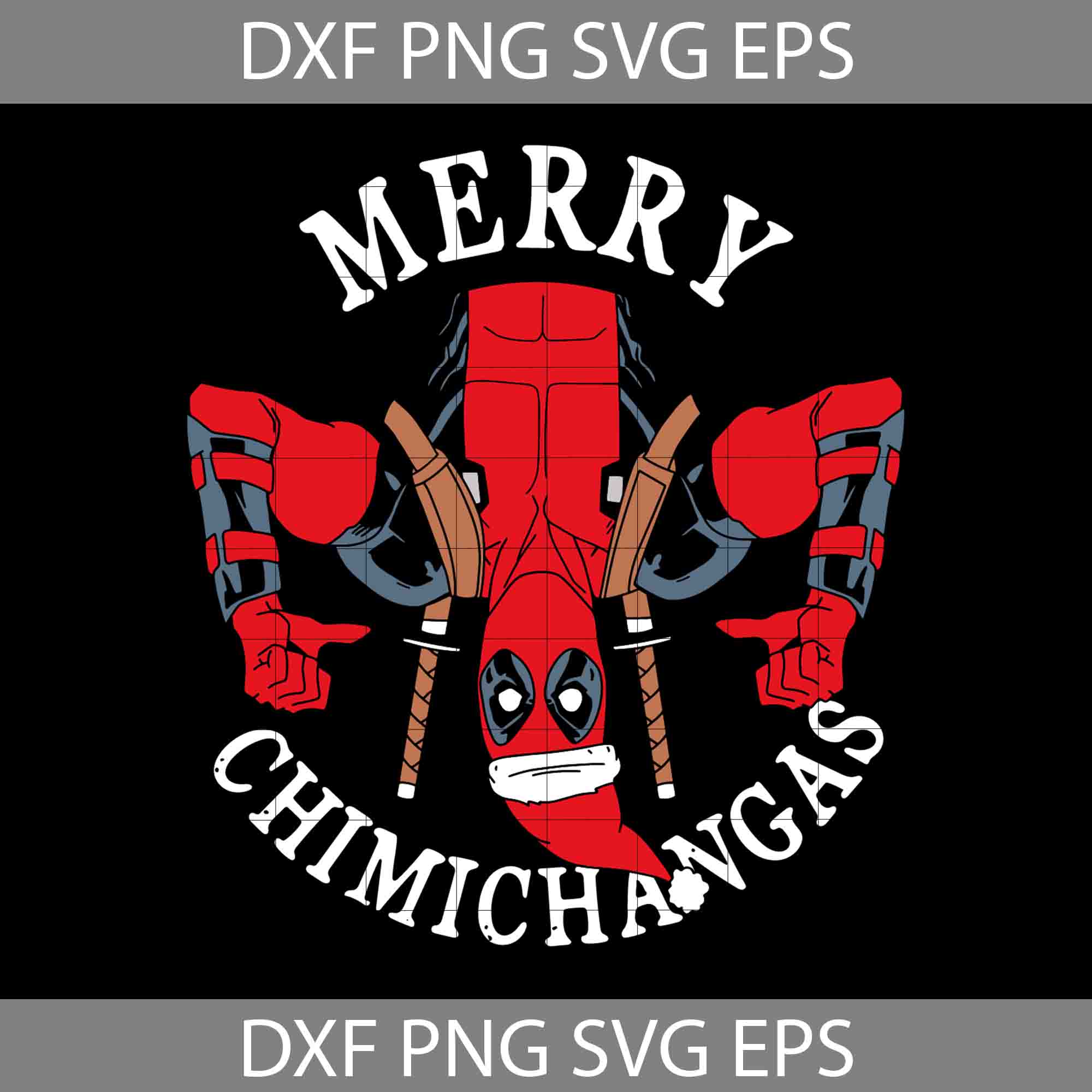 Merry Chimichangas Hanging Svg, Deadpool Svg, Cartoon Svg, Christmas Svg,  Gift Svg, Cricut File, Clipart, Svg, Png, Eps, Dxf