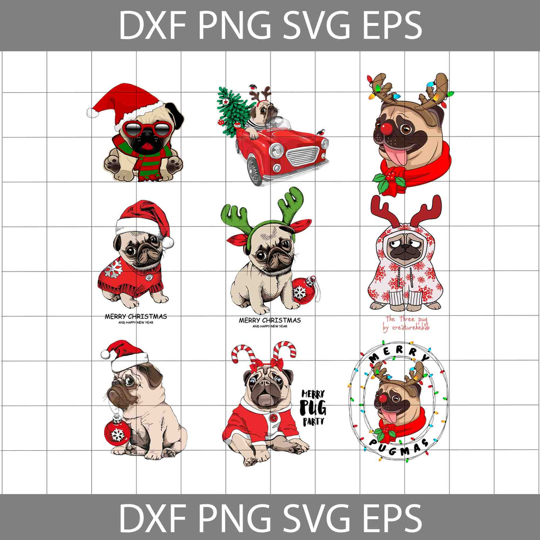 Pug Christmas Png, Love Dog Png, Animal Png, Bundle, Christmas Png, Gift Png, Png Images 300dpi