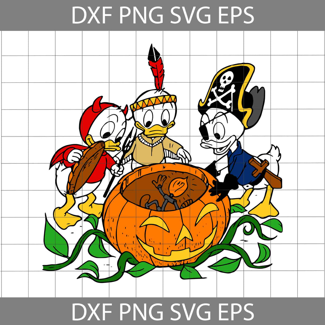 Huey Dewey and Louie Halloween Svg, Donald Duck