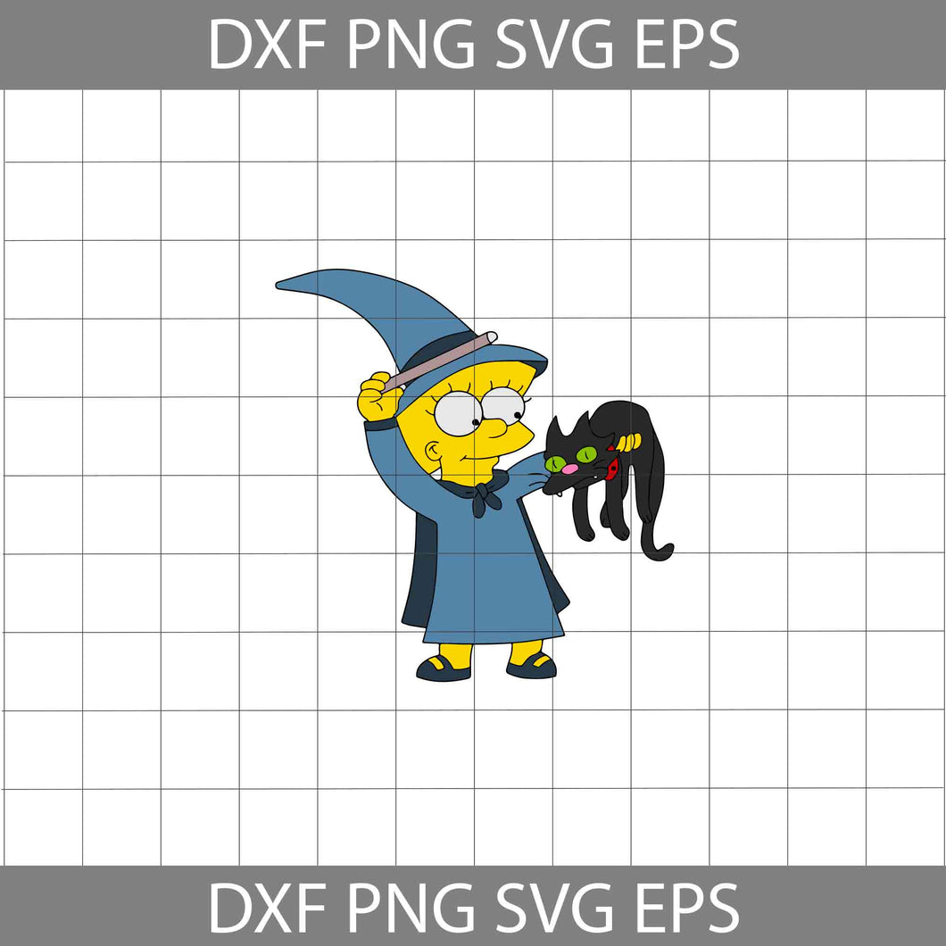 Lisa Witch Svg, The Simpsons Svg, Witch Svg, Cartoon Svg, Halloween SVg, Halloween Gift SVg, Cricut File, clipart, svg, png, eps, dxf