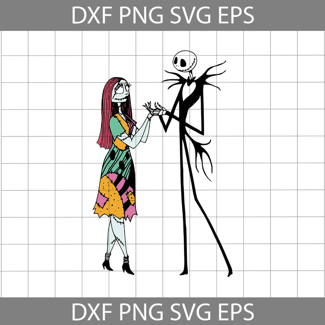 Jack Skellington And Sally Svg, Movie SVg, Halloween Svg, Halloween Gift svg, Funny, Cuties, Horror SVg, Cricut File, Clipart, Svg, Png, Eps, Dxf