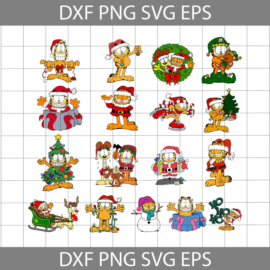 Garfield Christmas Svg, Bundle, Cartoon Svg, Christmas Svg, Gift Svg, Cricut File, Clipart, Svg, Png, Eps, Dxf