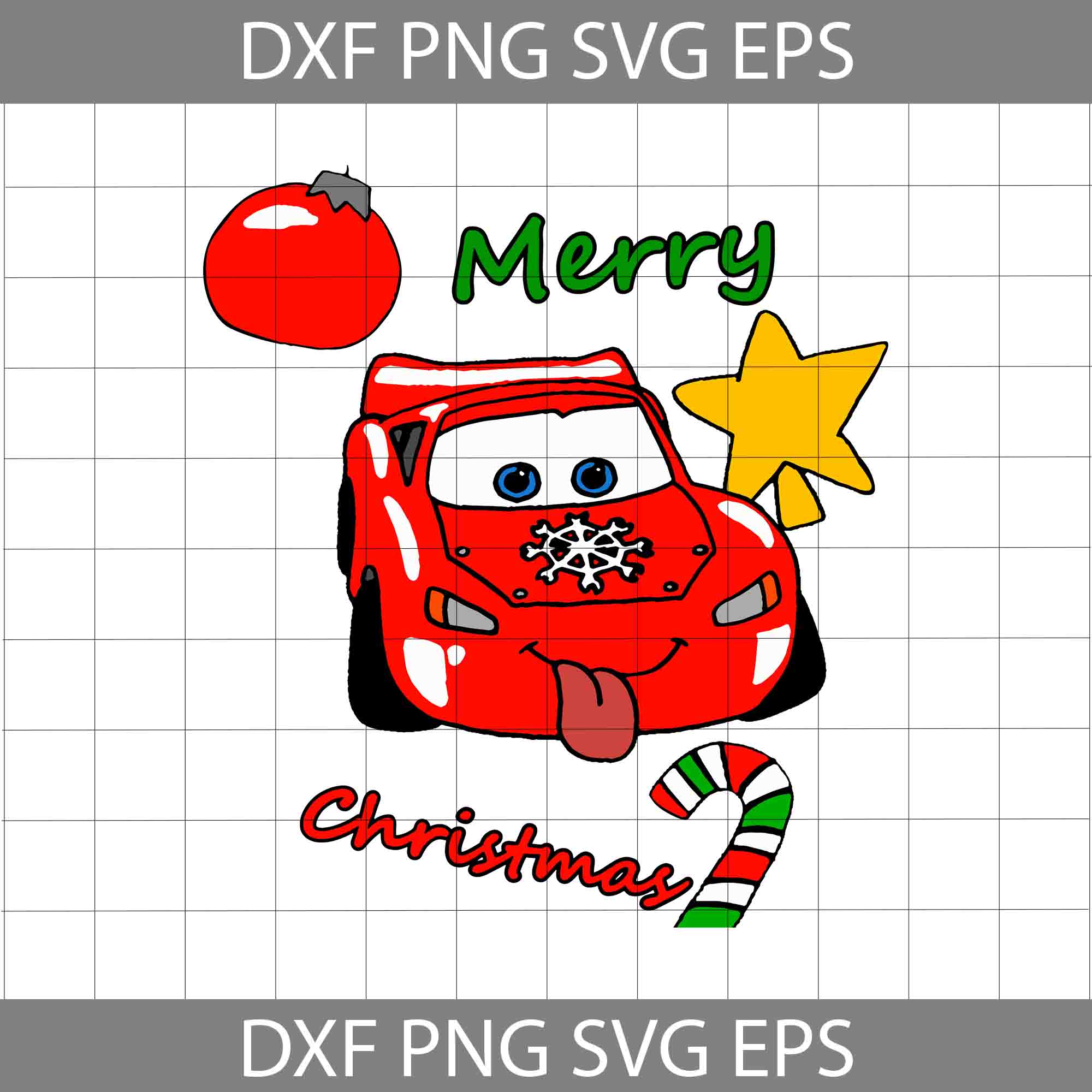 Christmas Lightning McQueen Svg, Lightning Svg, Disney Cars