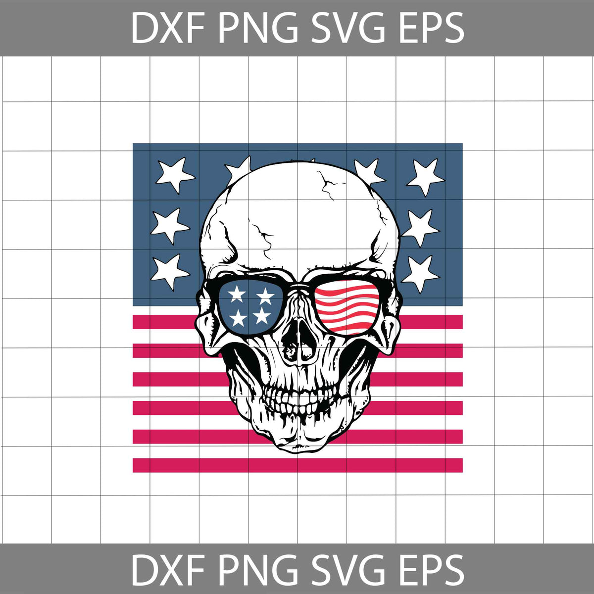 America Glasses Skull Svg, Skull Svg, America Skull Svg, America Flag ...