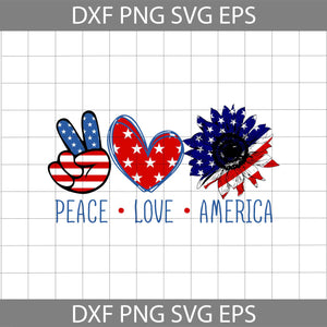 Peace Love America SVG, Sunflower 4th of July Svg, American Flag svg, 4th of July svg, Independence day svg, bundle, cricut file, clipart, svg, png, eps, dxf