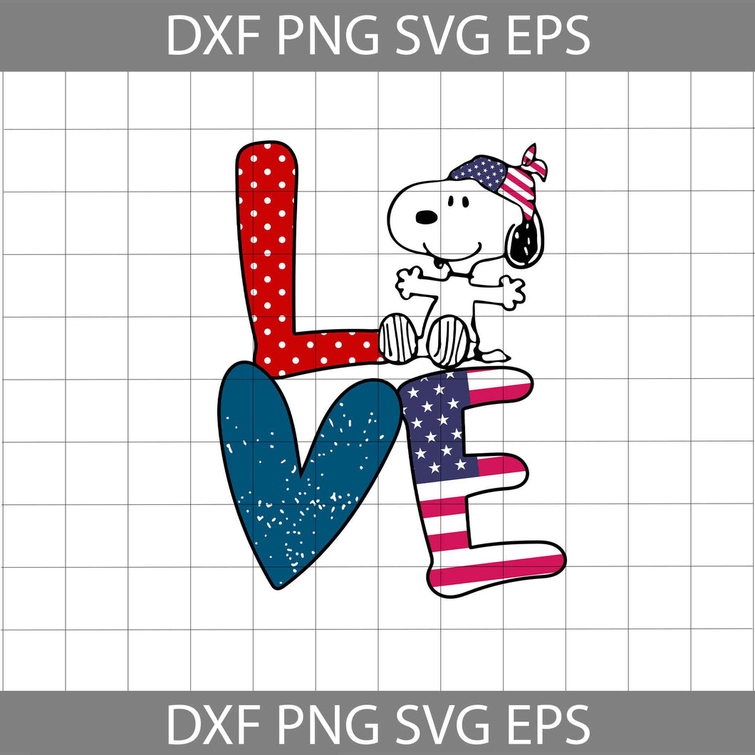 Love Snoopy Svg, America Flag svg, 4th of july svg, cricut file, clipart, svg, png, eps, dxf