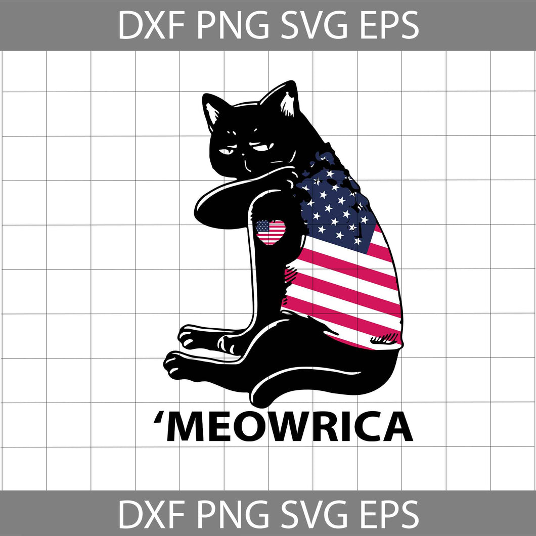 Meowrica American Flag svg, America svg, 4th of July Svg, cricut file, clipart, svg, png, eps, dxf