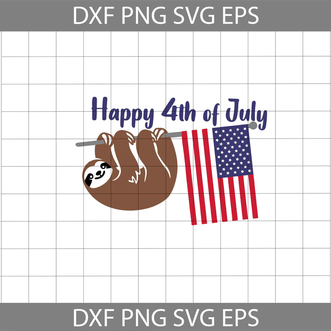 Sloth 4th of July svg, America svg, 4th of July Svg, cricut file, clipart, svg, png, eps, dxf