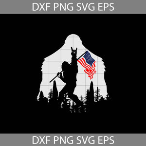 Bigfoot Victory Rock And Roll Silhouette American Flag In The Forest Svg, American flag svg, 4th of july svg, Independence day svg, cricut file, clipart, svg, png, eps, dxf