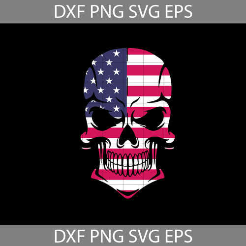 Skull Head American Flag Svg, America svg, 4th of July svg, cricut file, clipart, svg, png, eps, dxf