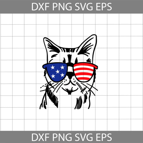 Funny Cat with glasses svg, 4th of July Svg, America flag svg, independence day svg, cricut file, clipart, svg, png, eps, dxf