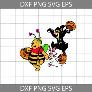 Winnie The Pooh, Tigger, Piglet Svg, cartoon Svg, Halloween svg, Halloween Gift Svg, Cricut File, Clipart, Svg, Png, Eps, Dxf