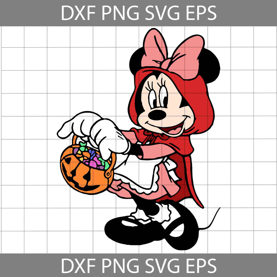 Minnie Mouse As Little Red Riding Hood Svg, cartoon Svg, Halloween svg, Halloween Gift Svg, Cricut File, Clipart, Svg, Png, Eps, Dxf