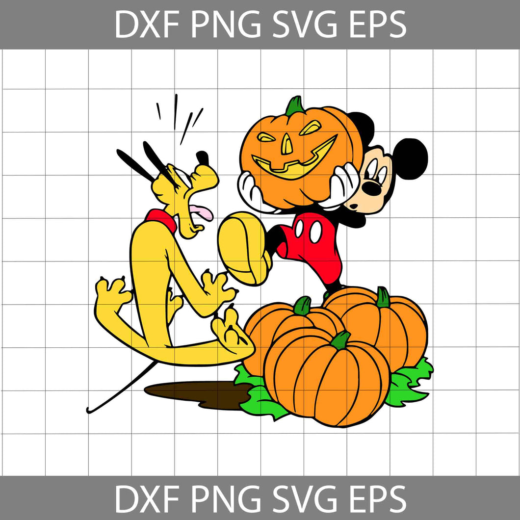 Mickey Frightens Pluto Svg, cartoon Svg, Halloween svg, Halloween Gift Svg, Cricut File, Clipart, Svg, Png, Eps, Dxf