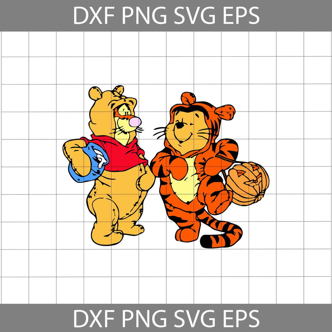 Tiger and Pooh Cosplay Svg, Tiger and Bear Cuties svg, Halloween svg, Halloween Gift svg, Cricut File, Clipart, svg, png, eps, dxf