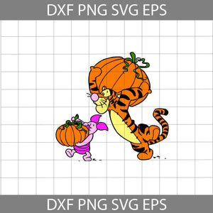 Tiger And Piglet Pumpkin Svg, Winnie The Pooh Svg, Tiger and Pig Cuties svg, Halloween svg, Halloween Gift svg, Cricut File, Clipart, svg, png, eps, dxf