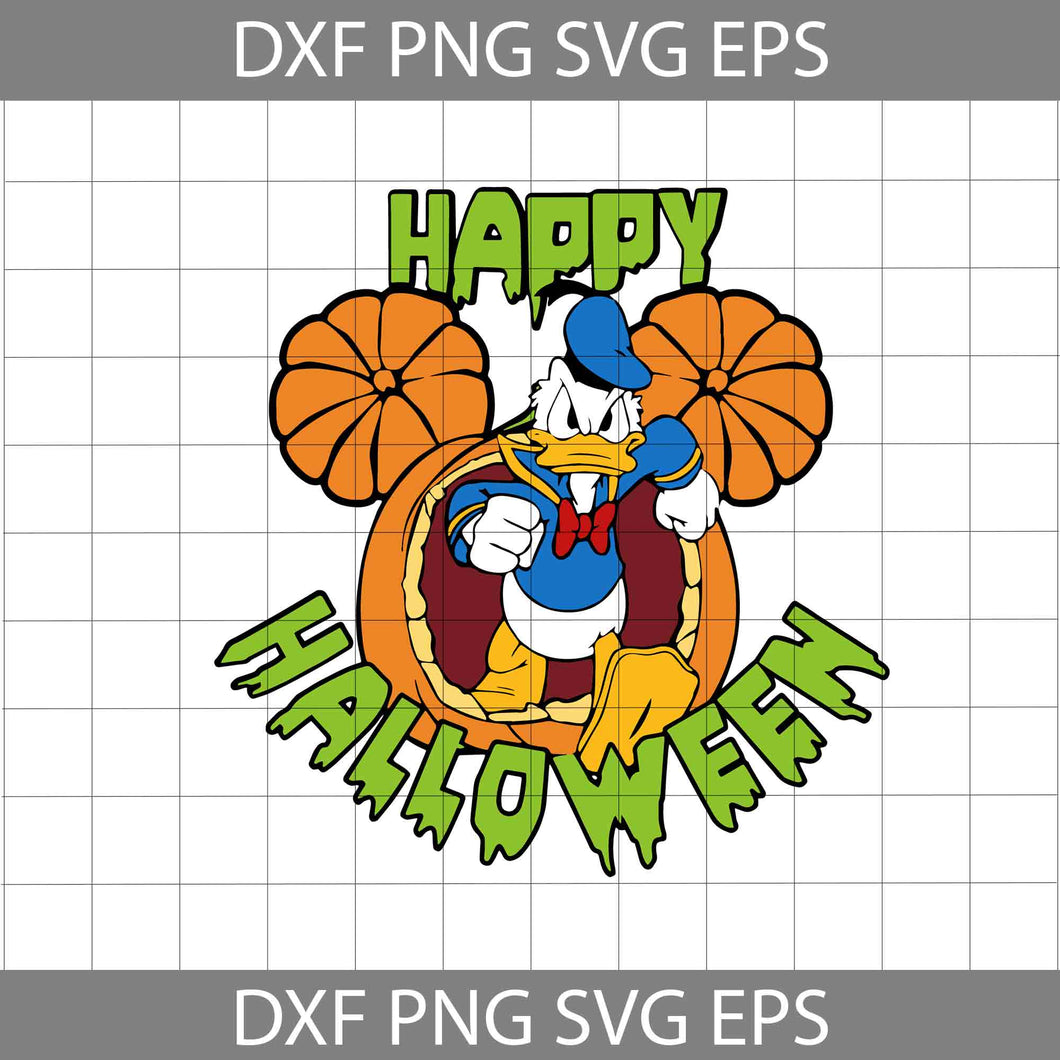 Happy Halloween Svg, Donald Duck Pumpkin Svg, Duck Cuties Svg, Halloween svg, Halloween Gift svg, Cricut File, Clipart, svg, png, eps, dxf