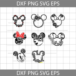 Minnie mouse svg, Disney minnie floral svg, floral svg, cricut file, clipart, bundle, disney svg, png, eps, dxf