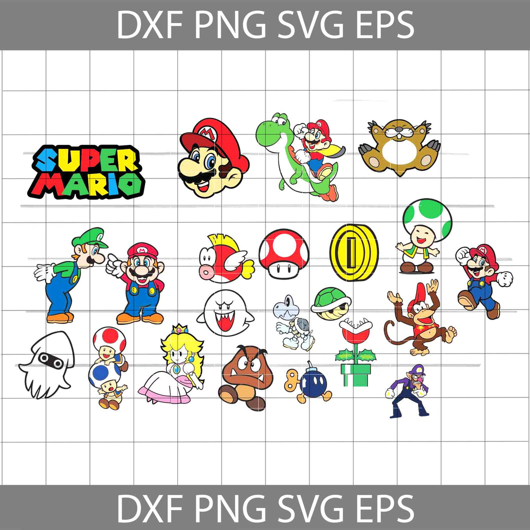 Super mario svg, Super mario bros svg, Mario svg, game svg, cricut file, clipart, bundle, svg, png, eps, dxf