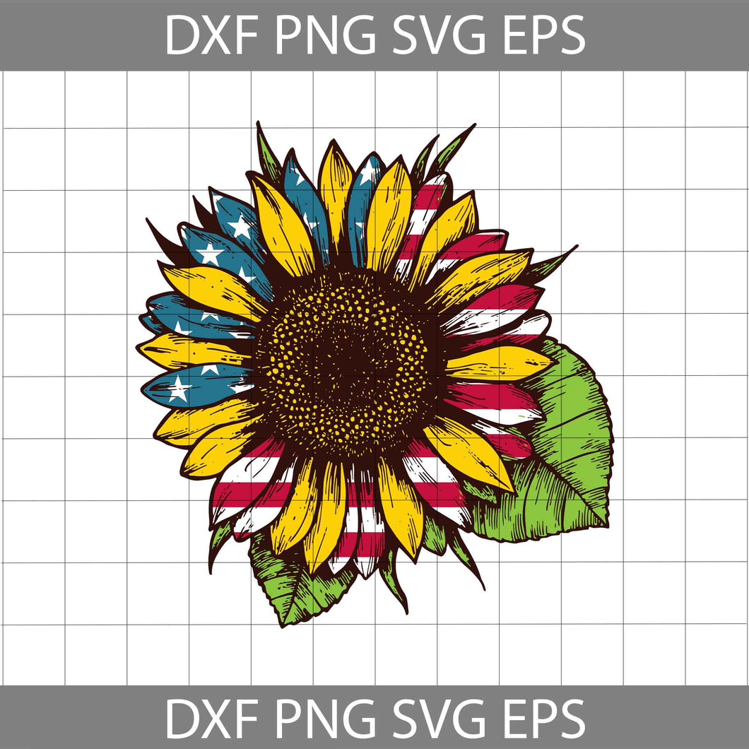 Hippie Sunflower American Flag Svg, 4th of July Svg, America Svg, Cricut file, clipart, svg, png, eps, dxf