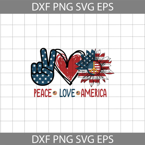 Peace love America Hippie Sunflower svg, 4th of July Svg, America Svg, Cricut file, clipart, svg, png, eps, dxf