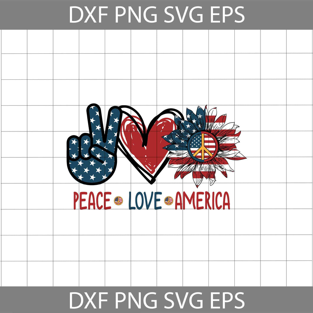 Peace love America Hippie Sunflower svg, 4th of July Svg, America Svg, Cricut file, clipart, svg, png, eps, dxf