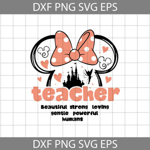 Teacher Svg, Minnie Svg, Back To school Svg, Cricut File, Clipart, Svg, Png, Eps, Dxf