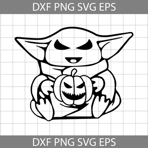 Baby Yoda Halloween Svg, Baby Yoda Pumpkin Svg, Halloween Svg, Cricut File, Clipart, Svg, Png, Eps, Dxf